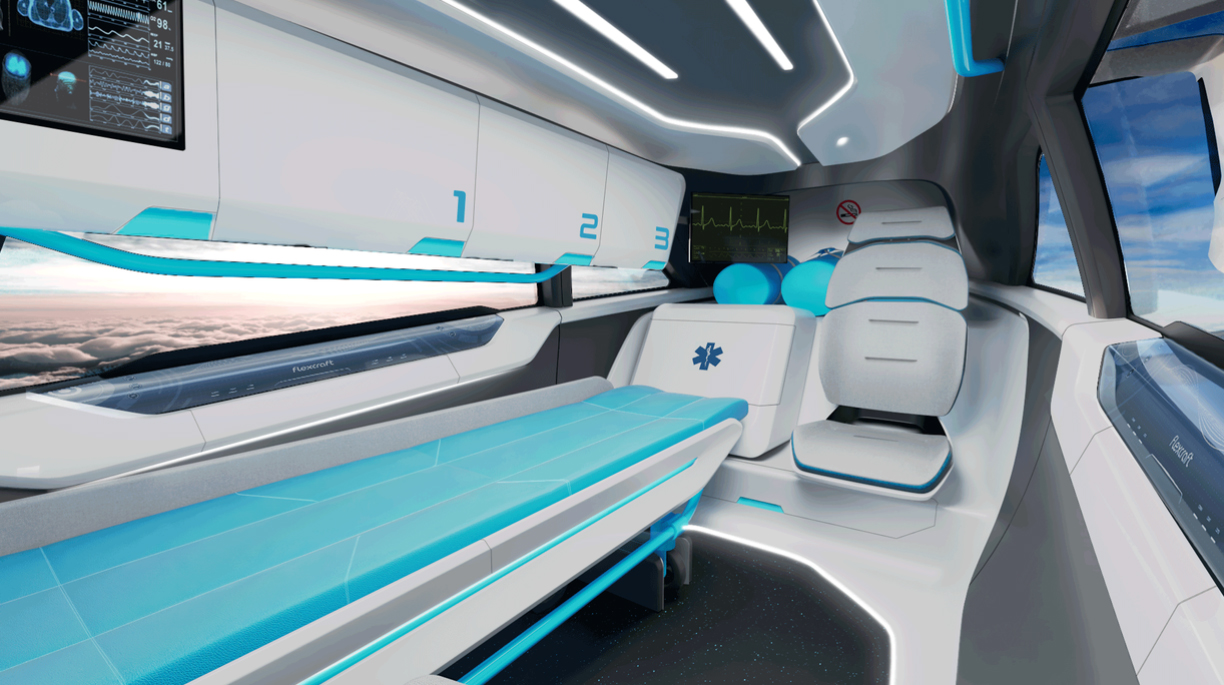Interior rendering of medical transport layout