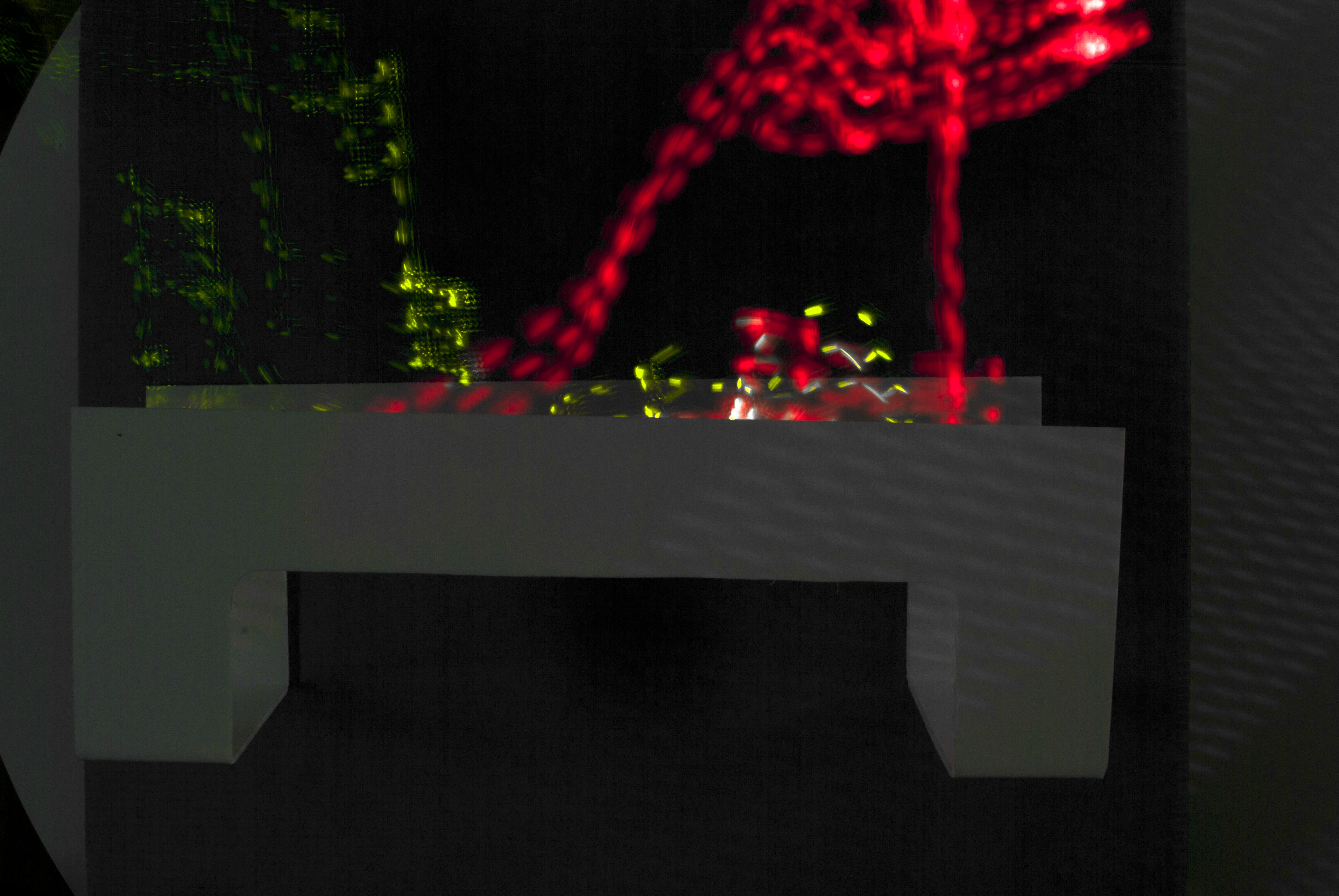 Long-exposure photograph showing hand movement patterns with LED tracking